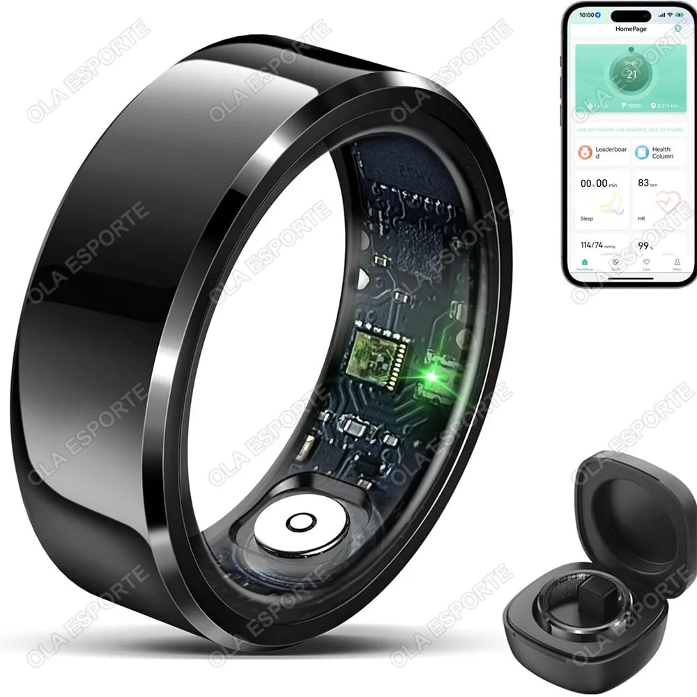 Smart Ring Blood Pressure Heart Rate Sleep Monitoring Smartring IP68 &amp; 5ATM Waterproof Multi-sport Mode Smartring Man Women