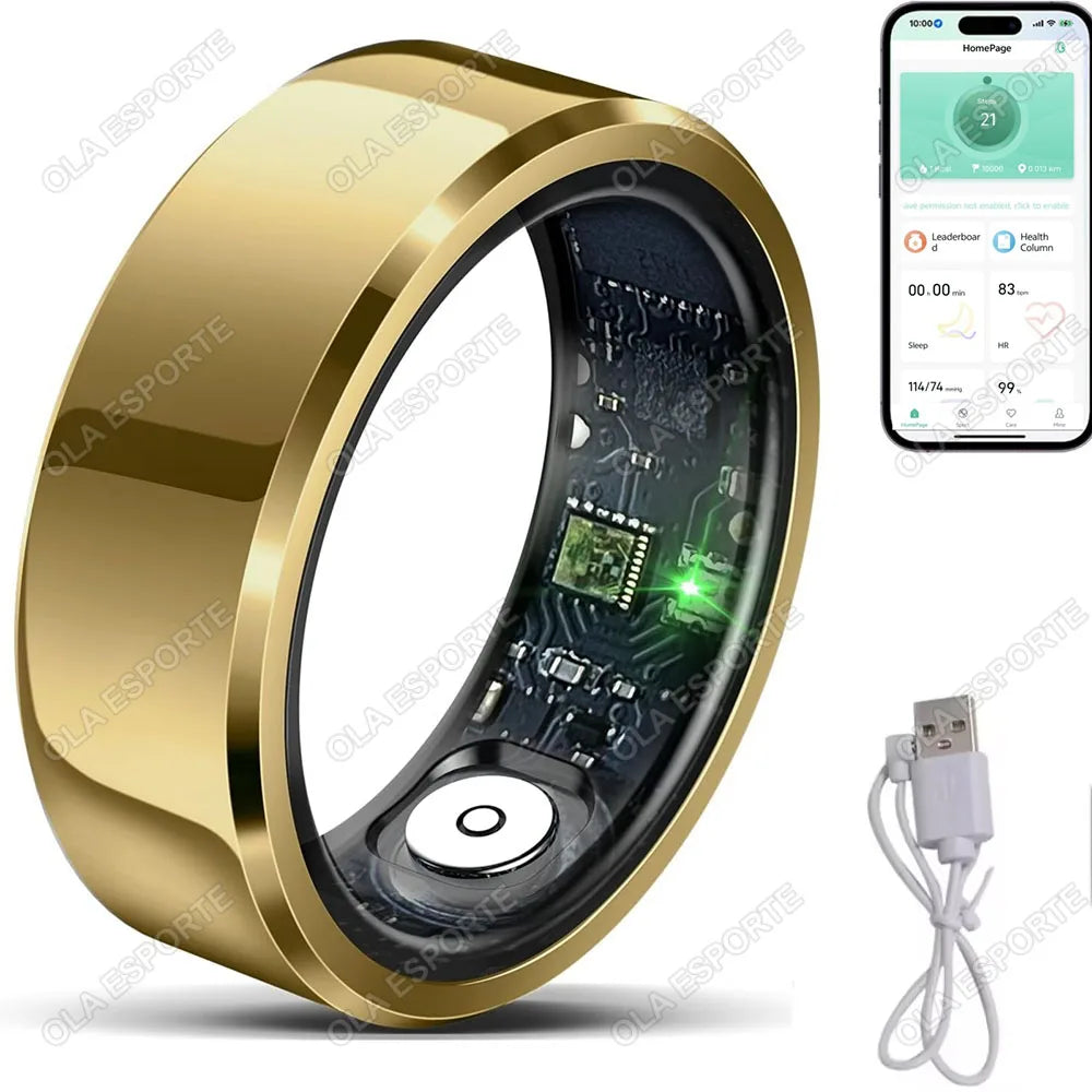 Smart Ring Blood Pressure Heart Rate Sleep Monitoring Smartring IP68 &amp; 5ATM Waterproof Multi-sport Mode Smartring Man Women