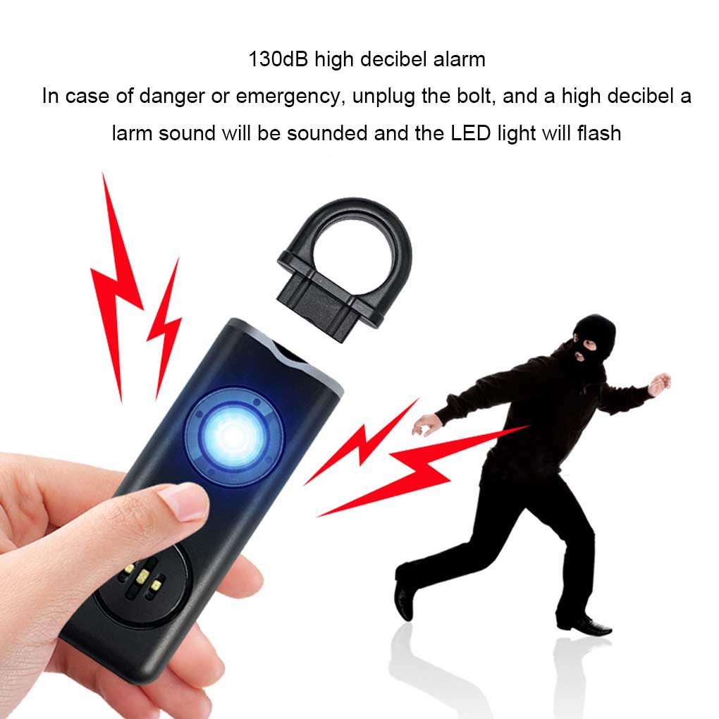 ABS Women Personal Alarms Portable Rechargeable Battery Powered Replacement 130db LED Lighting Kids Security Alerts