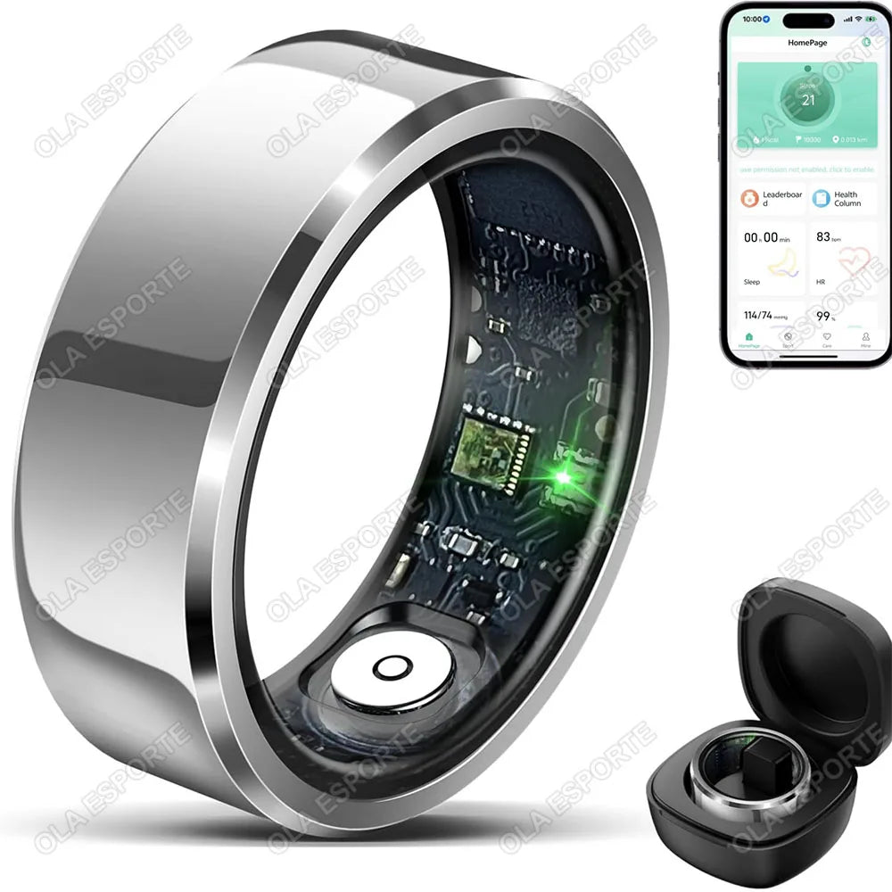 Smart Ring Blood Pressure Heart Rate Sleep Monitoring Smartring IP68 &amp; 5ATM Waterproof Multi-sport Mode Smartring Man Women