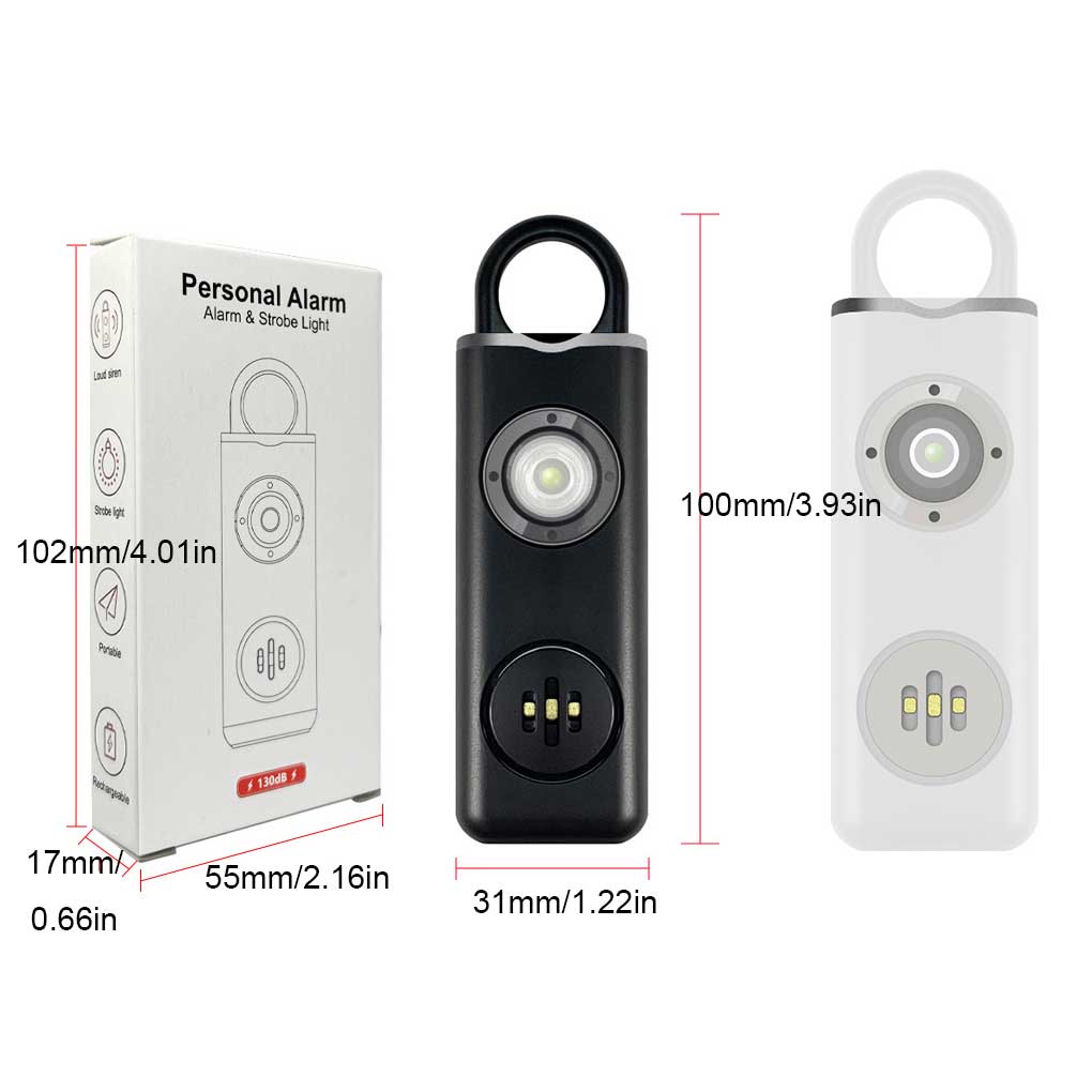 ABS Women Personal Alarms Portable Rechargeable Battery Powered Replacement 130db LED Lighting Kids Security Alerts