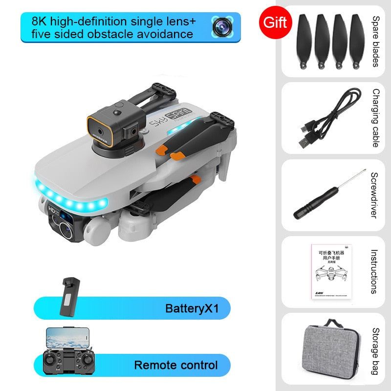 Drone Intelligent Obstacle Avoidance Foldable Dual Camera Brushless Mini Aircraft