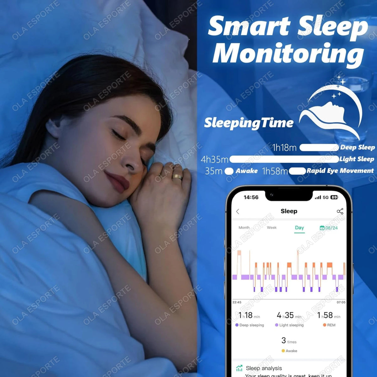 Smart Ring Blood Pressure Heart Rate Sleep Monitoring Smartring IP68 &amp; 5ATM Waterproof Multi-sport Mode Smartring Man Women