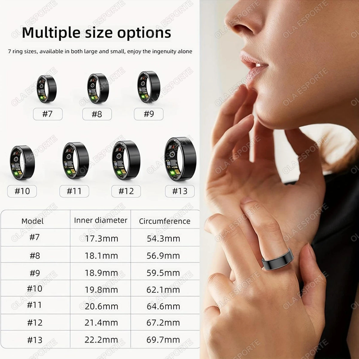 Smart Ring Blood Pressure Heart Rate Sleep Monitoring Smartring IP68 &amp; 5ATM Waterproof Multi-sport Mode Smartring Man Women