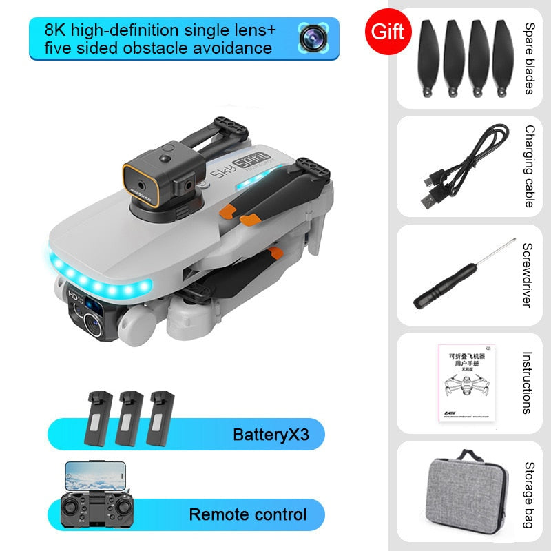 Drone Intelligent Obstacle Avoidance Foldable Dual Camera Brushless Mini Aircraft