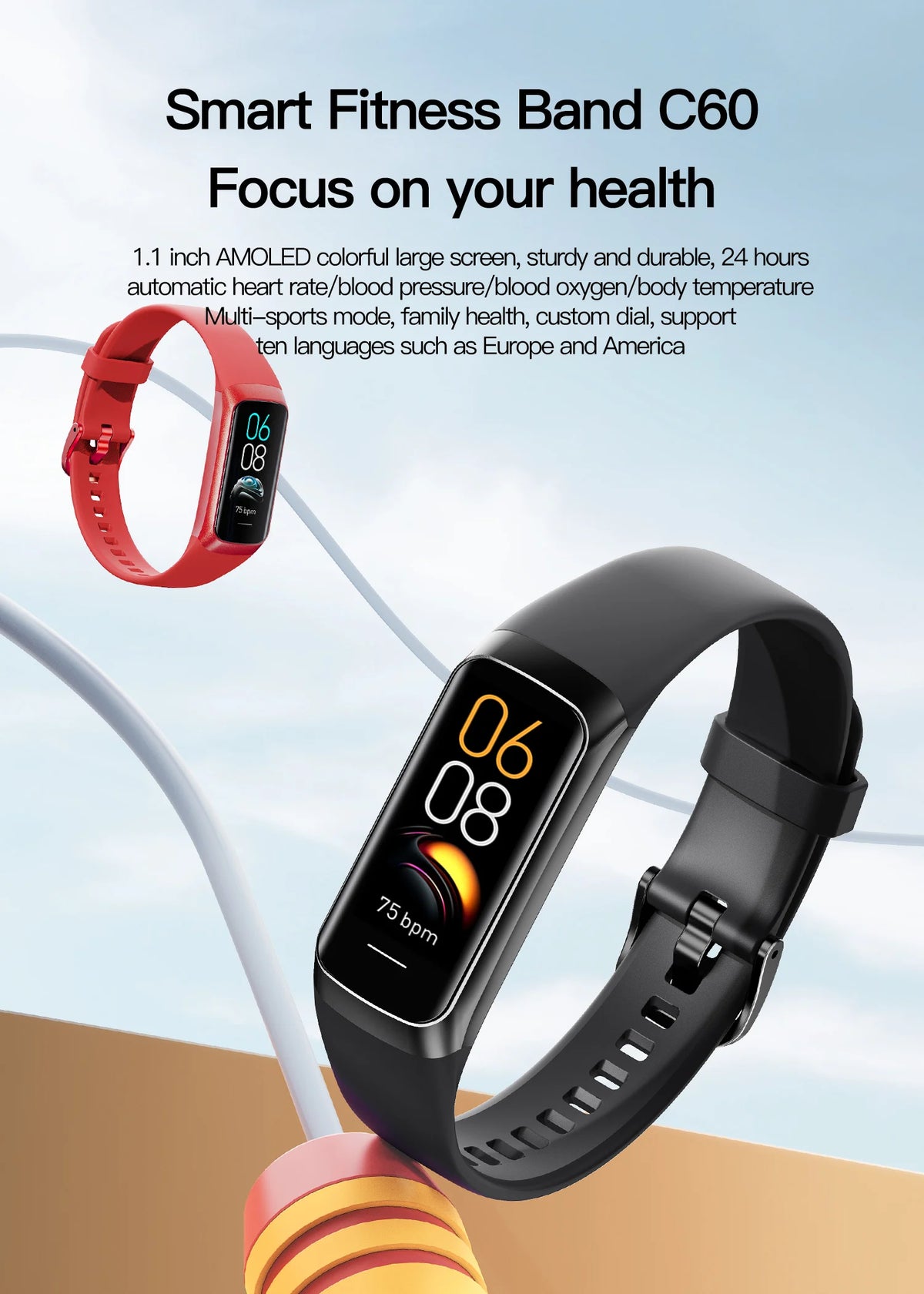 Advanced AMOLED Smartwatch with Body Temperature Monitoring – Your Complete Fitness Companion