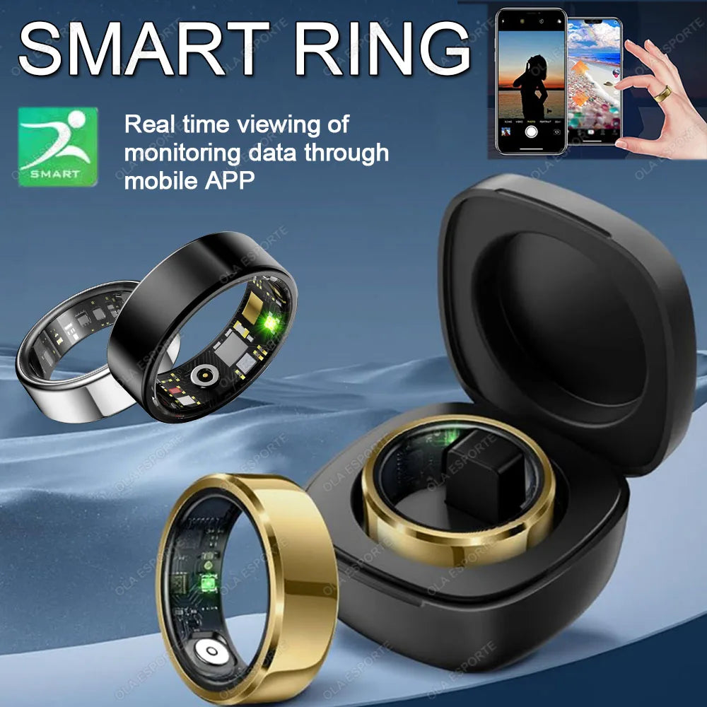 Smart Ring Blood Pressure Heart Rate Sleep Monitoring Smartring IP68 &amp; 5ATM Waterproof Multi-sport Mode Smartring Man Women