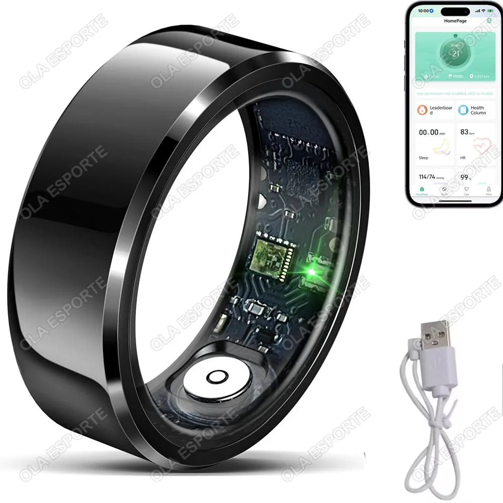 Smart Ring Blood Pressure Heart Rate Sleep Monitoring Smartring IP68 &amp; 5ATM Waterproof Multi-sport Mode Smartring Man Women
