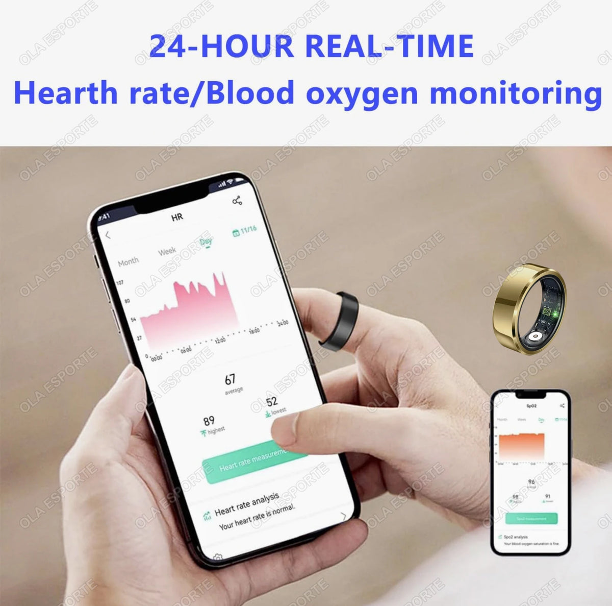 Smart Ring Blood Pressure Heart Rate Sleep Monitoring Smartring IP68 &amp; 5ATM Waterproof Multi-sport Mode Smartring Man Women